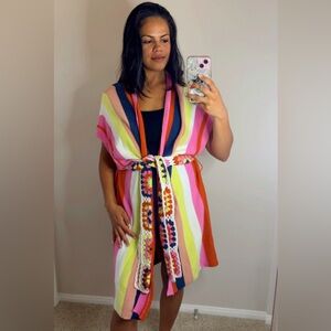 Anthropologie Multicolor Striped Knit Belted Sweater Vest